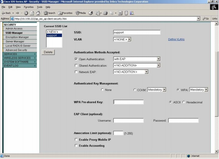 認證方法為with EAP