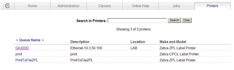 隊列中選擇斑馬打印機